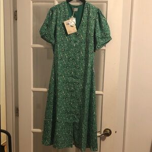 Frank & Oak Teal Floral Midi Dress